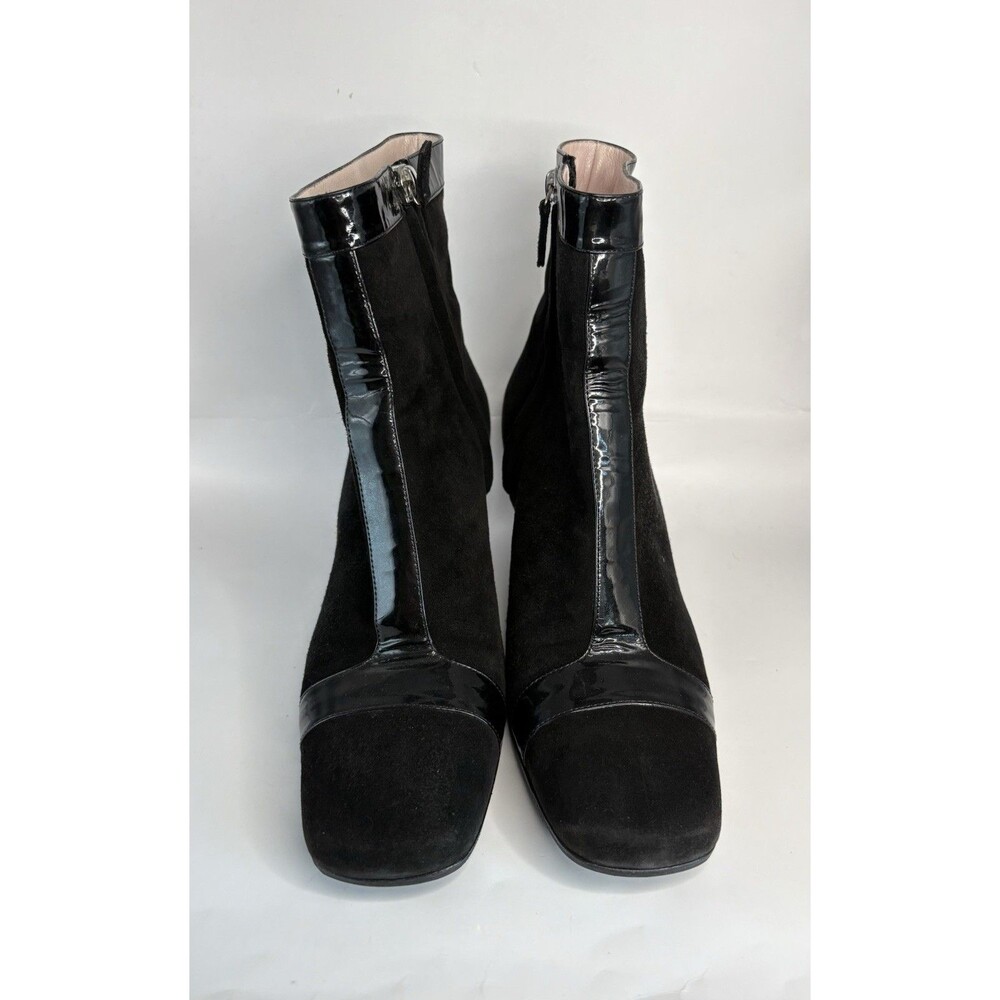 Celine Black Suede Ankle Boots w/ Patent Leather Details Y2K Sz EU 38.5C 8.5 - Picture 3 of 12